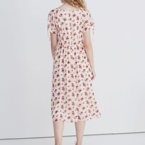 Madewell Tie Sleeve Ruffle Waist Midi Dress Countryside Blooms in Pink Floral